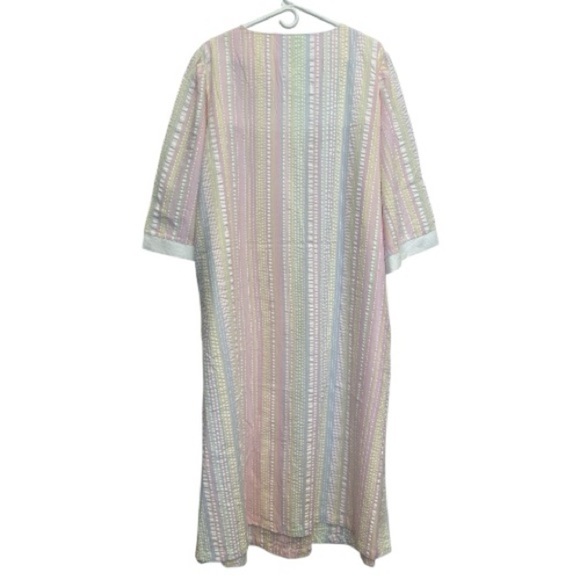 Woman Within Seersucker Zip Front Embroidered Nightgown Mumu House Dress Size 2X - Picture 6 of 10
